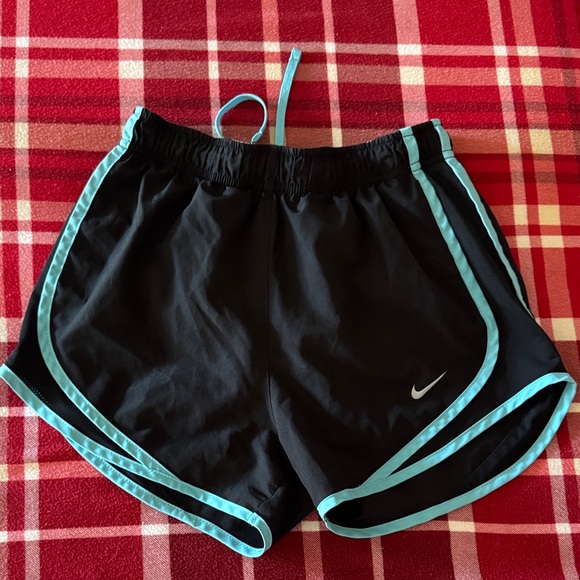 Nike Women's Black Shorts with Blue Trim - Picture 1 of 4